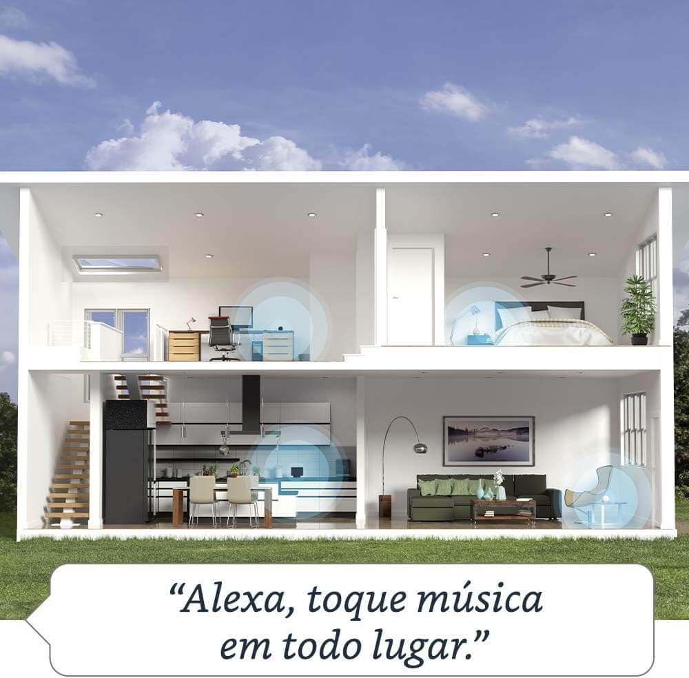 "Alexa, toque música em todo lugar."